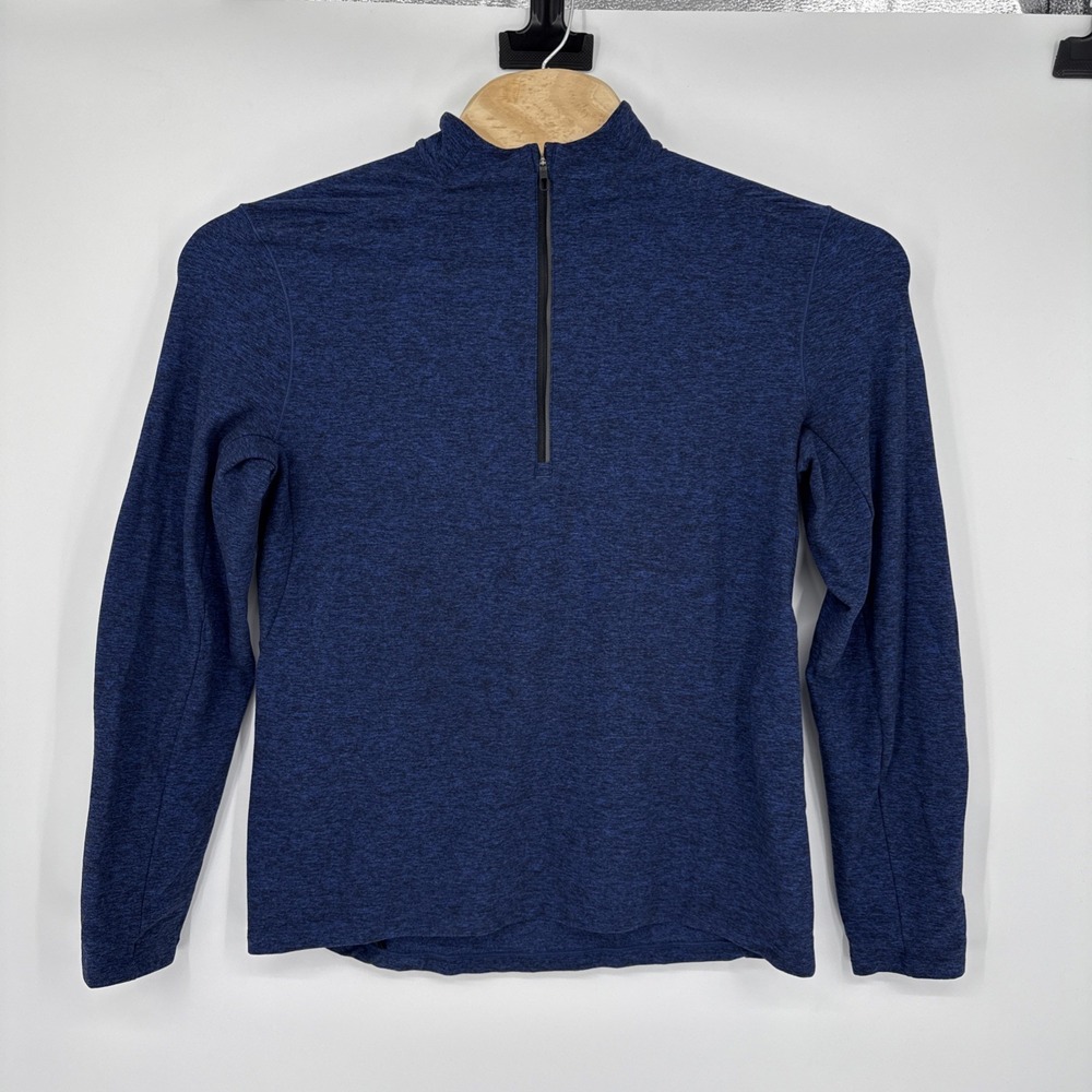 Lululemon Mens Mock Neck Pullover Surge Warm 1/2 Zip Blue Lightweight Large Golf